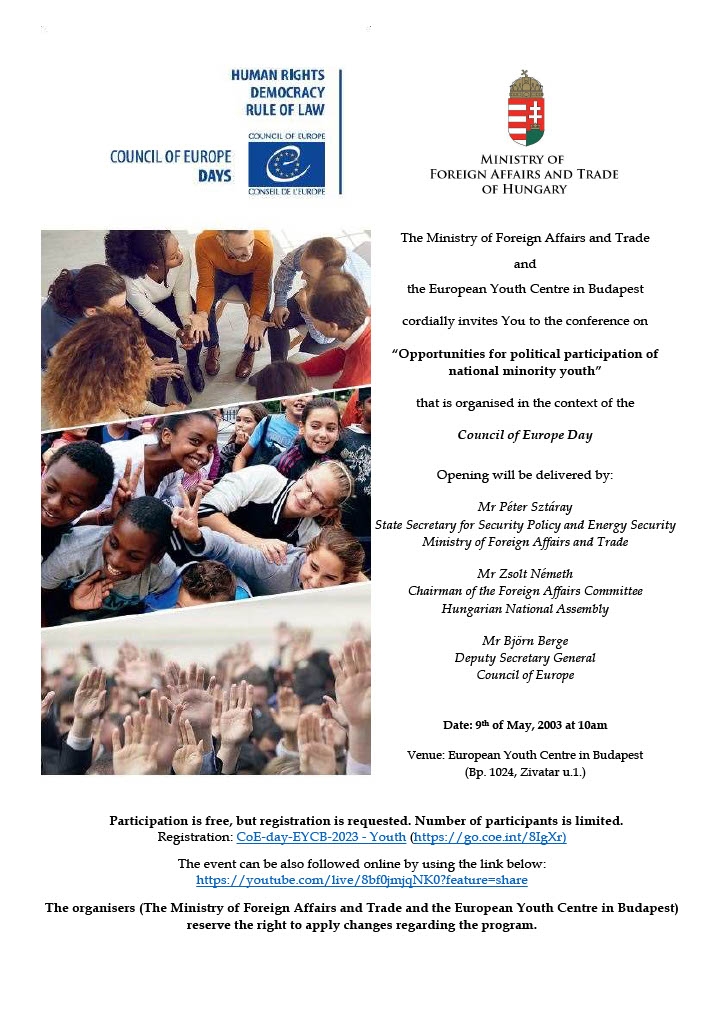 Hungarian Council of Europe Day 2023 „Opportunities for political participation of national minority youth”